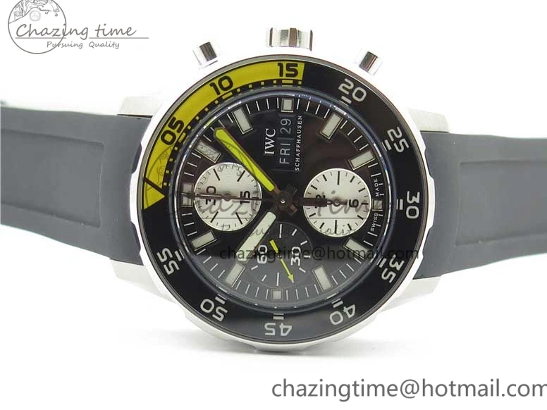 MIROTIME 0117 Aquatimer Chrono IW376702 SS BLS 1:1 Best Edition Black Dial on Black Rubber Strap A WellDesigned 7105